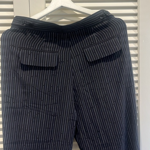 Women’s 100% silk pinstripe pants with pockets (side and back) and cuffs - Picture 4 of 5